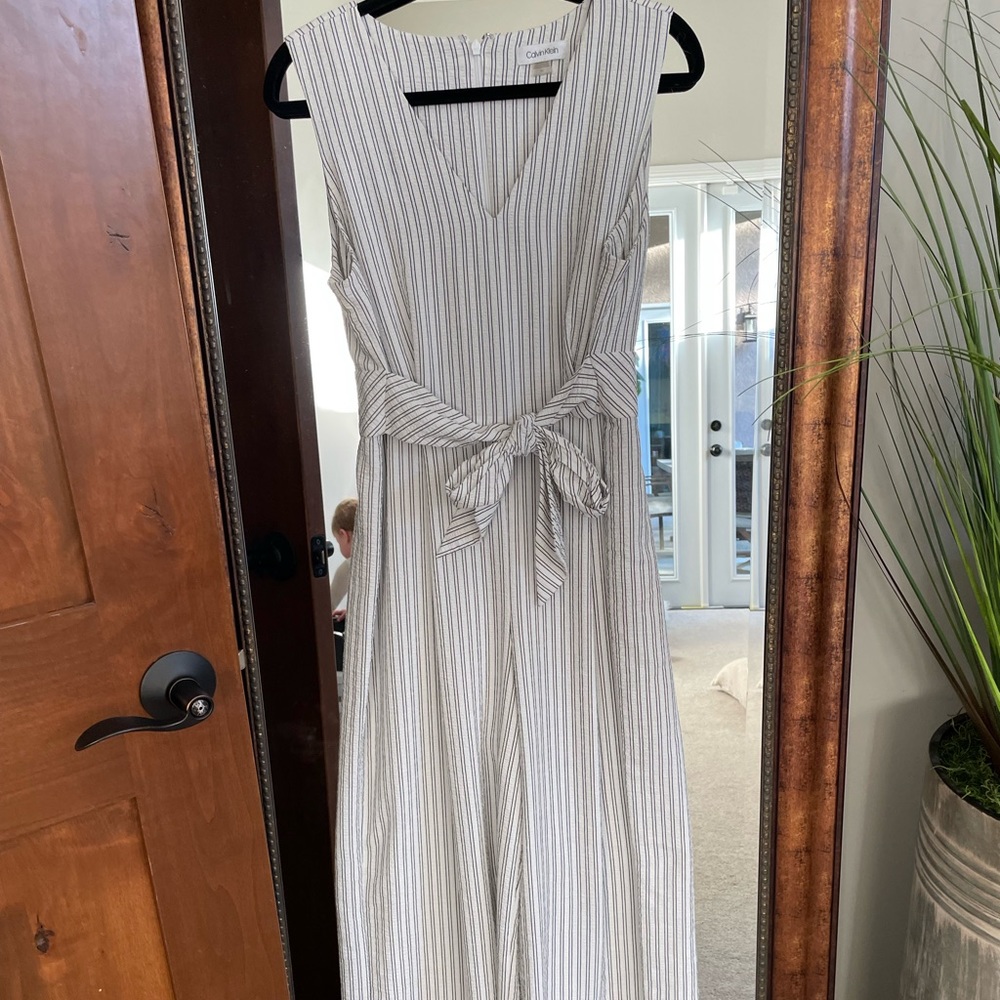 Calvin Klein wide leg pinstripe  jumpsuit